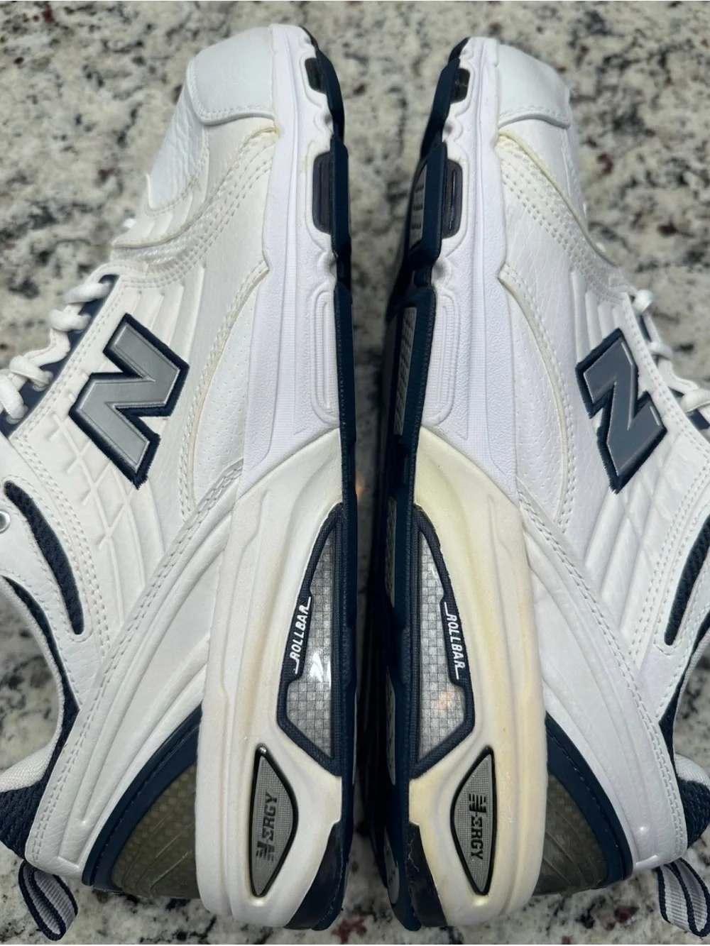 New Balance 856 MX856WN White/Navy Leather Low Top Men's Rollbar Sneakers
